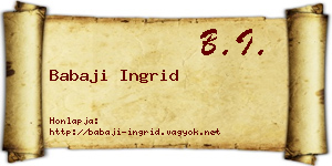 Babaji Ingrid névjegykártya