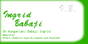ingrid babaji business card